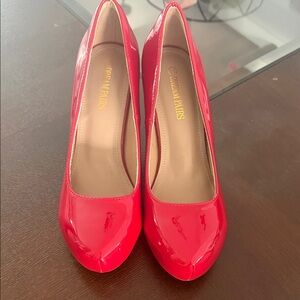 Dream Pairs Glossy Red Patent Round-Toe Pumps